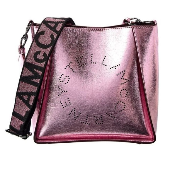 Stella McCartney LOGO Metallic Pink Mini Eco Vegan Leather Crossbody Purse Bag - Picture 7 of 15